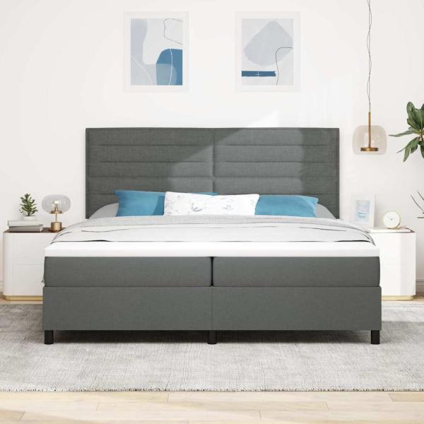 Boxspringbett mit Matratze Dunkelgrau 200x200 cm Stoff