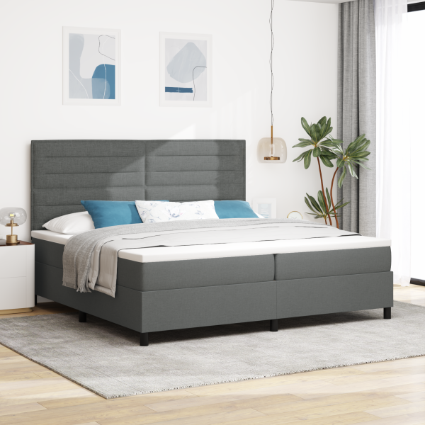 Boxspringbett mit Matratze Dunkelgrau 200x200 cm Stoff