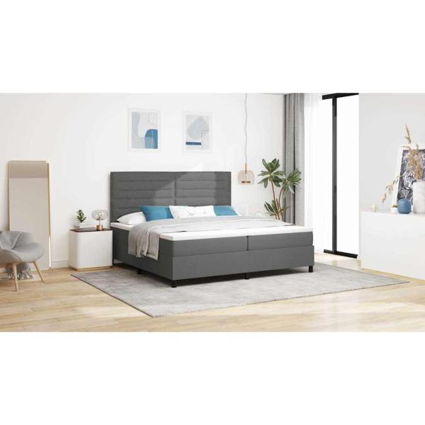 Boxspringbett mit Matratze Dunkelgrau 200x200 cm Stoff