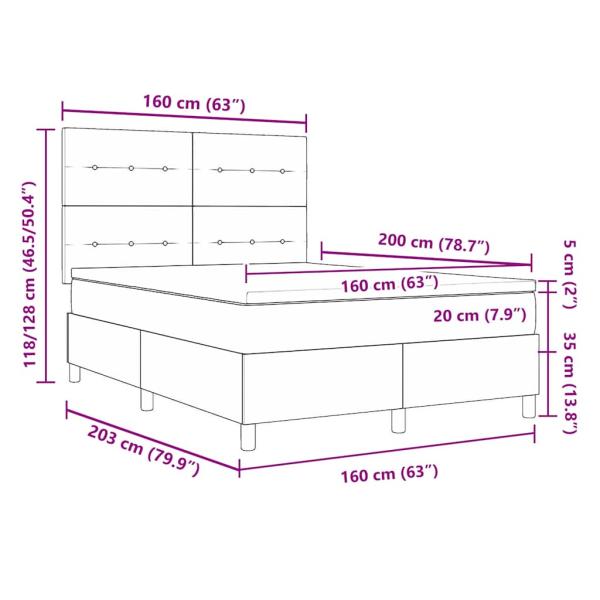 Boxspringbett mit Matratze Schwarz 160x200 cm Stoff
