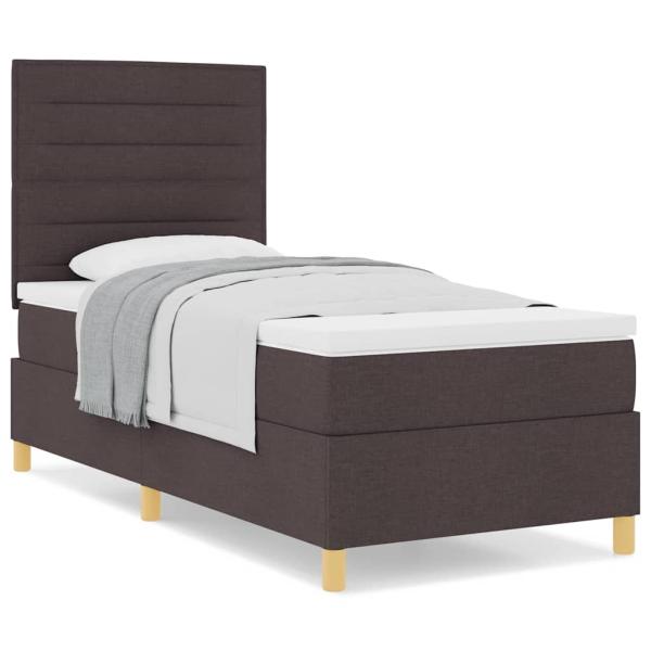 Boxspringbett mit Matratze Dunkelbraun 80x200 cm Stoff