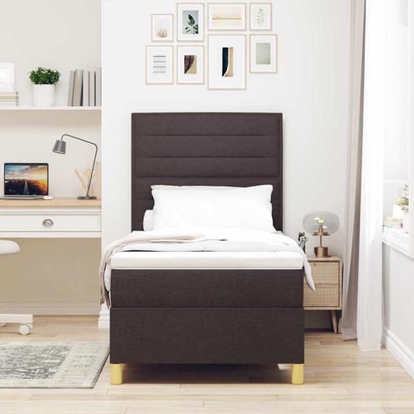 Boxspringbett mit Matratze Dunkelbraun 80x200 cm Stoff