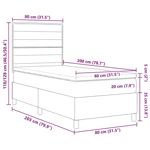 Boxspringbett mit Matratze Taupe 80x200 cm Stoff