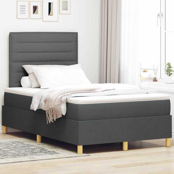 Boxspringbett mit Matratze Dunkelgrau 120 x 190 cm Stoff