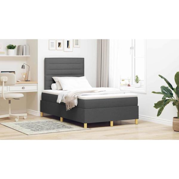 Boxspringbett mit Matratze Dunkelgrau 120 x 190 cm Stoff
