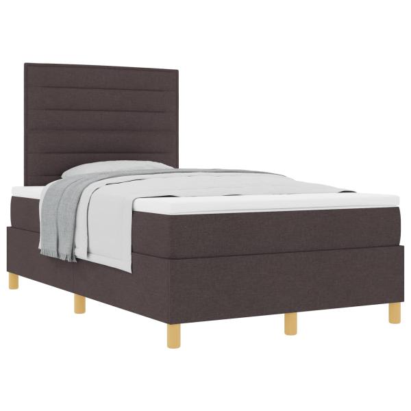 Boxspringbett mit Matratze dunkelbraun kleines Doppelstoff