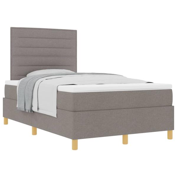 Boxspringbett mit Matratze Taupe Klein Doppelstoff