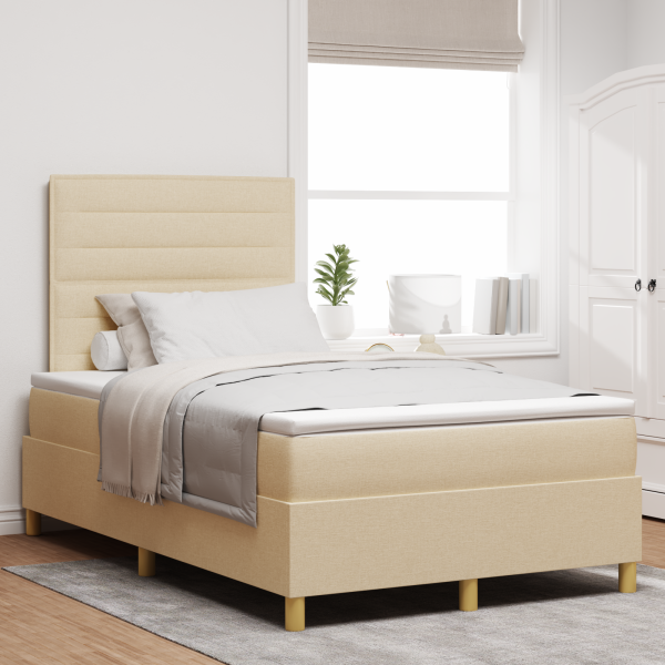 Boxspringbett mit Matratze Creme Kleines Doppelbett Stoff