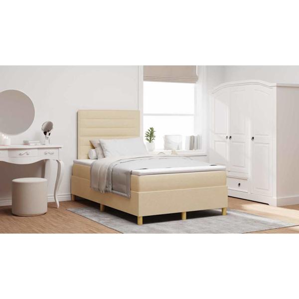 Boxspringbett mit Matratze Creme Kleines Doppelbett Stoff