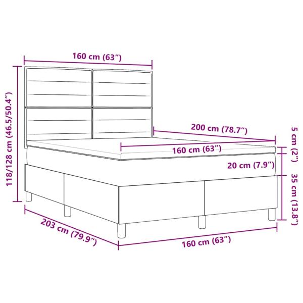 Boxspringbett mit Matratze Hellgrau 160x200 cm Stoff