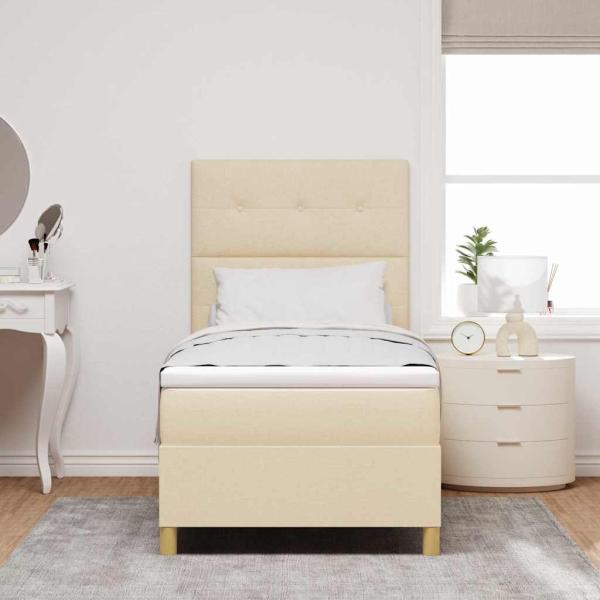 Boxspringbett mit Matratze Creme 80x200 cm Stoff