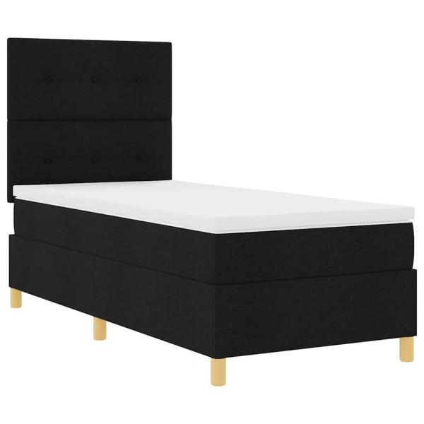 Boxspringbett mit Kopfteil Schwarz 90 x 190 cm Stoff