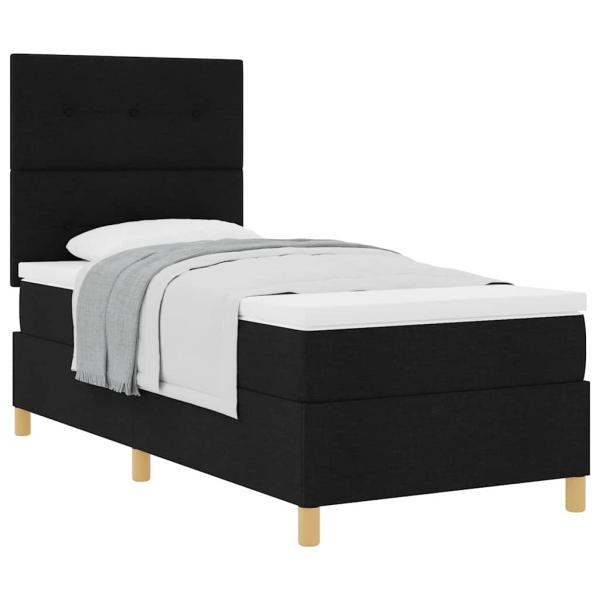 Boxspringbett mit Matratze Schwarz 100x200 cm Stoff