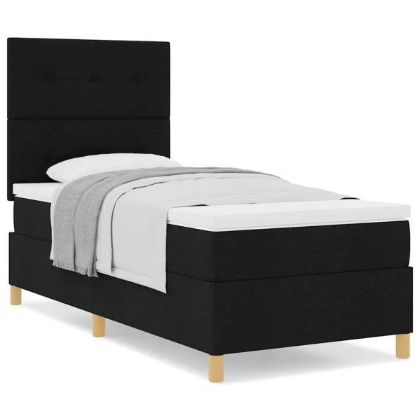 Boxspringbett mit Matratze Schwarz 100x200 cm Stoff