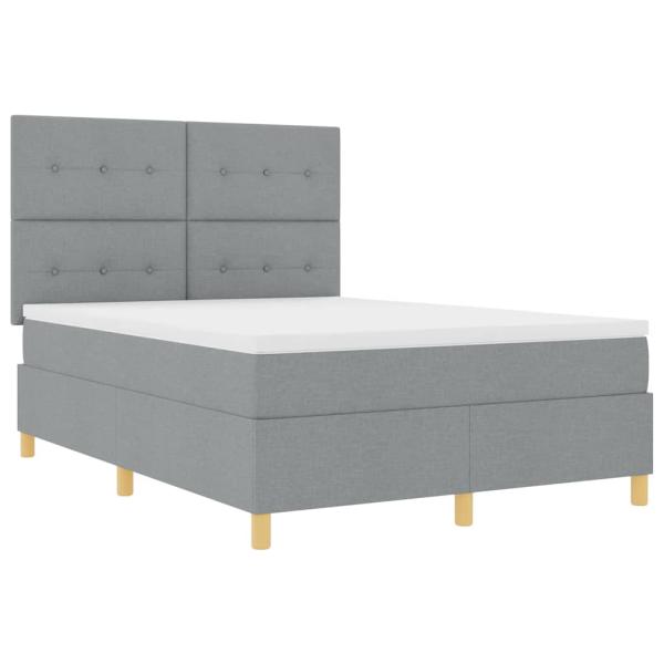 Boxspringbett mit Kopfteil Hellgrau 160 x 200 cm Stoff
