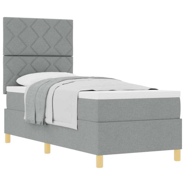 Boxspringbett mit Matratze Hellgrau 80x200 cm Stoff