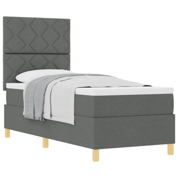 Boxspringbett mit Matratze Dunkelgrau 80x200 cm Stoff
