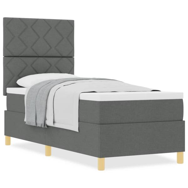 Boxspringbett mit Matratze Dunkelgrau 80x200 cm Stoff