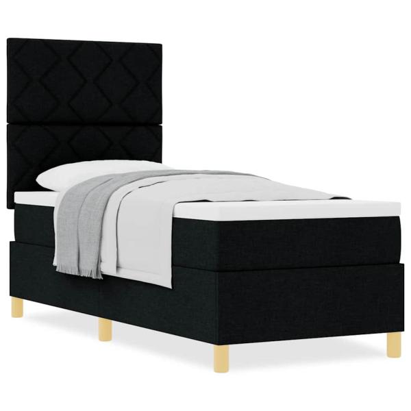 Boxspringbett mit Matratze Schwarz 80x200 cm Stoff