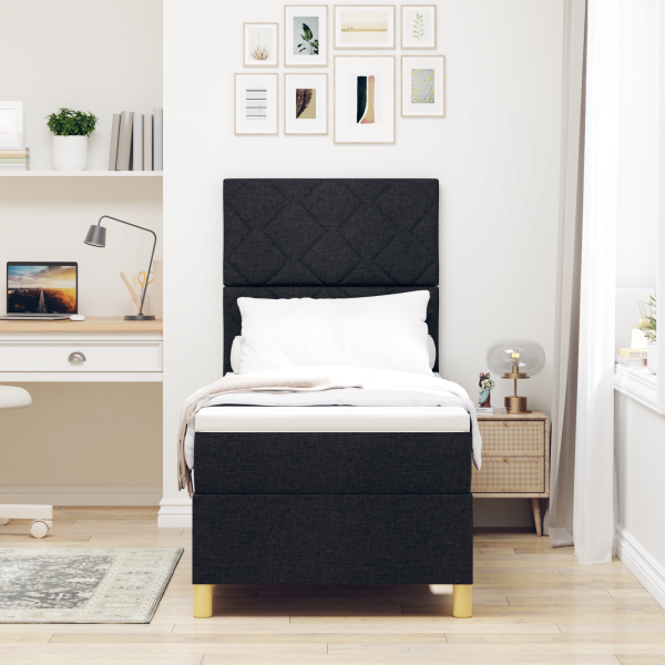 Boxspringbett mit Matratze Schwarz 80x200 cm Stoff