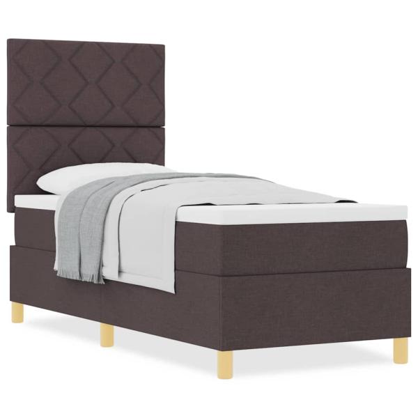 Boxspringbett mit Matratze Dunkelbraun 80x200 cm Stoff