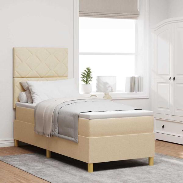 ARDEBO.de - Boxspringbett mit Matratze Creme 80x200 cm Stoff