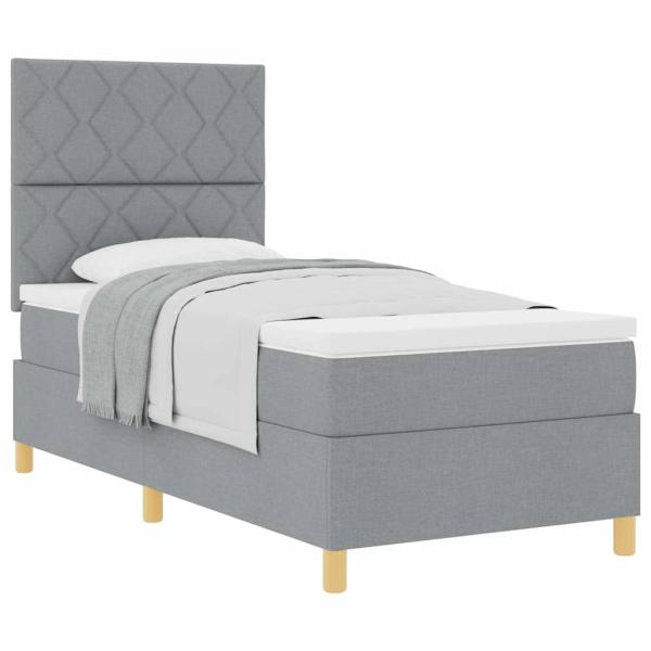 Boxspringbett mit Matratze Hellgrau 90x200 cm Stoff