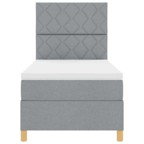 Boxspringbett mit Matratze Hellgrau 90x200 cm Stoff