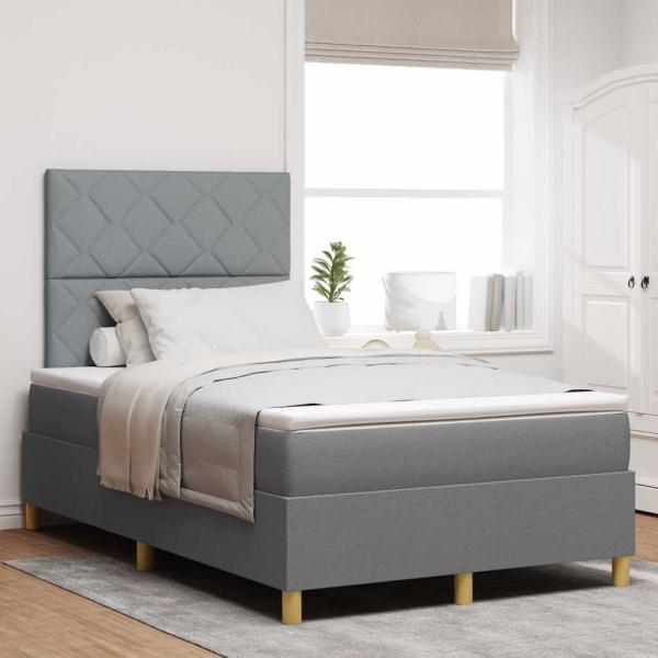 ARDEBO.de - Boxspringbett mit Matratze Hellgrau Klein-Doppel Stoff