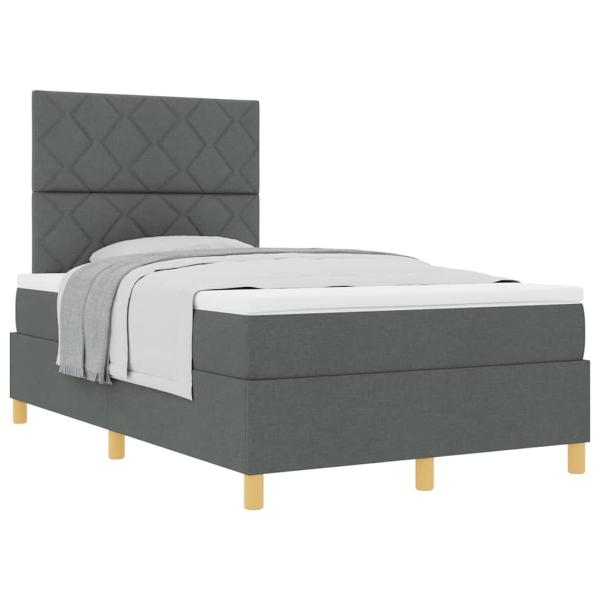 Boxspringbett mit Matratze Dunkelgrau Kleines Doppelstoff