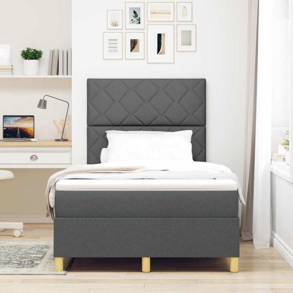 Boxspringbett mit Matratze Dunkelgrau Kleines Doppelstoff