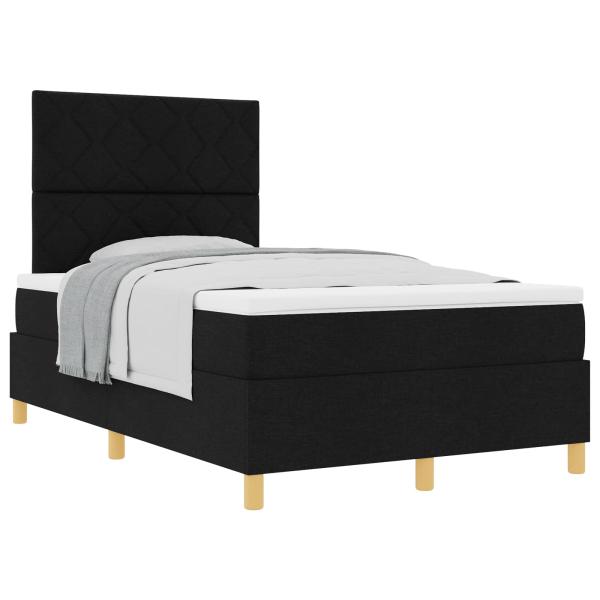 Boxspringbett mit Matratze Schwarz Kleines Doppelbett Stoff