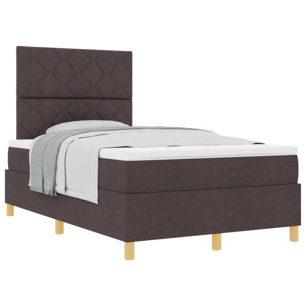 Boxspringbett mit Matratze Dunkelbraun kleines Doppel Stoff