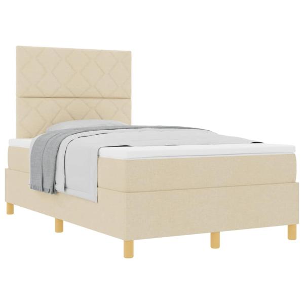 Boxspringbett mit Matratze Creme Kleines Doppelbett Stoff