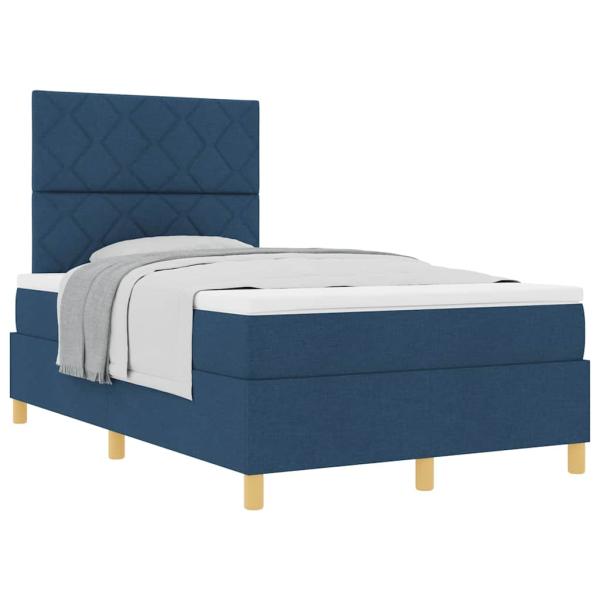 Boxspringbett mit Matratze Blau Kleines Doppel Stoff