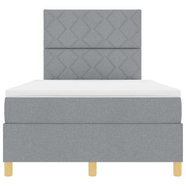 Boxspringbett mit Matratze in Hellgrau, 120x200 cm aus Stoff