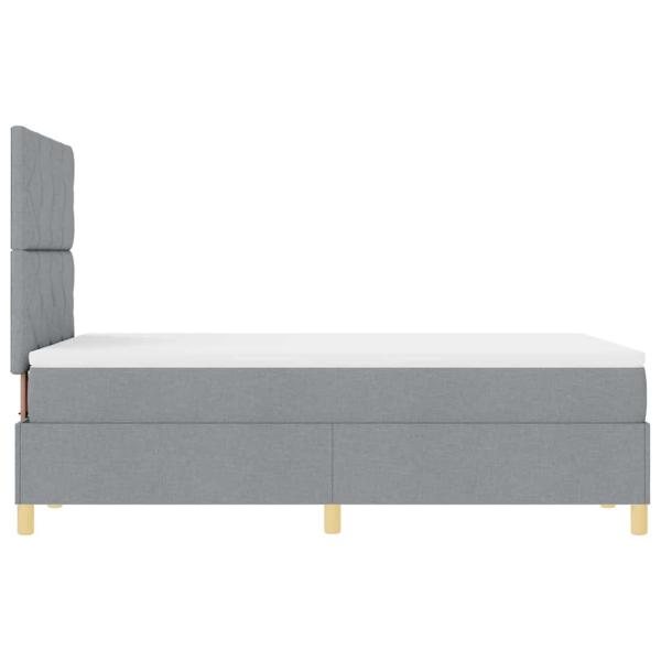 Boxspringbett mit Matratze in Hellgrau, 120x200 cm aus Stoff