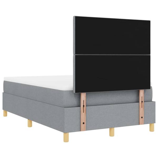 Boxspringbett mit Matratze in Hellgrau, 120x200 cm aus Stoff