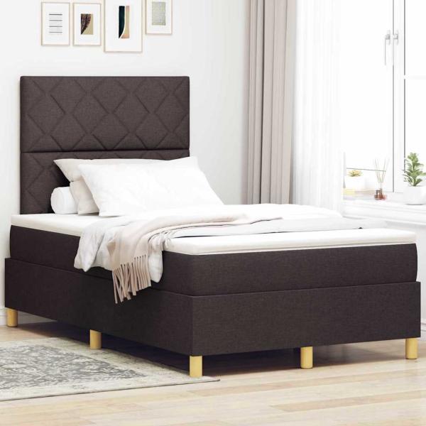 ARDEBO.de - Boxspringbett mit Matratze Dunkelbraun 120x200 cm Stoff
