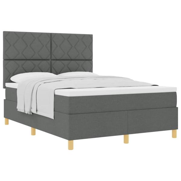 Boxspringbett mit Matratze Dunkelgrau 140x200 cm Stoff