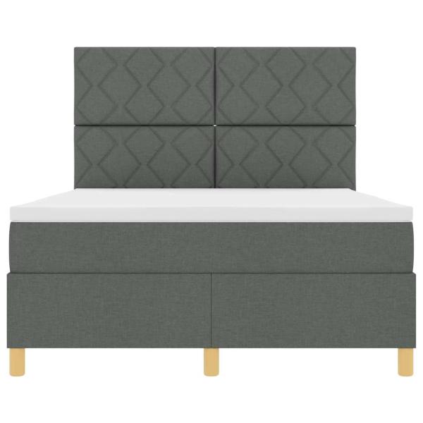 Boxspringbett mit Matratze Dunkelgrau 140x200 cm Stoff