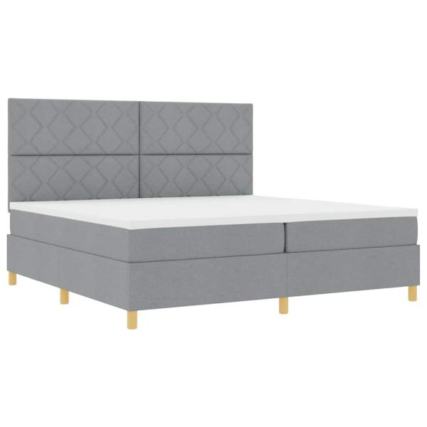 Boxspringbett mit Matratze Hellgrau 200x200 cm Stoff