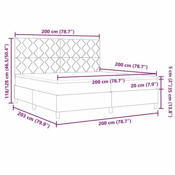 Boxspringbett mit Matratze Dunkelgrau 200x200 cm Stoff
