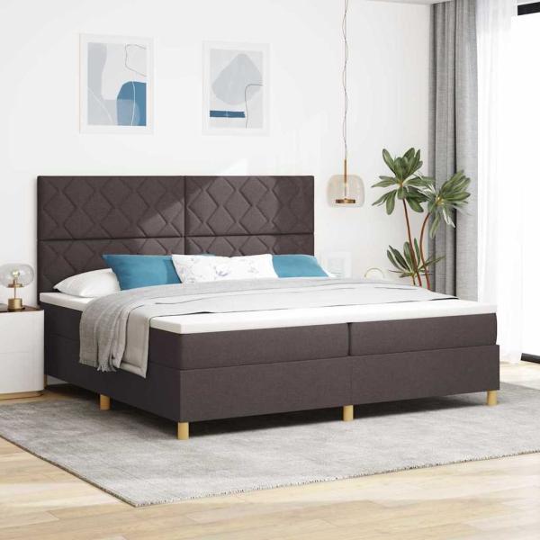 ARDEBO.de - Boxspringbett mit Kopfteil Dunkelbraun 200 x 200 cm Stoff