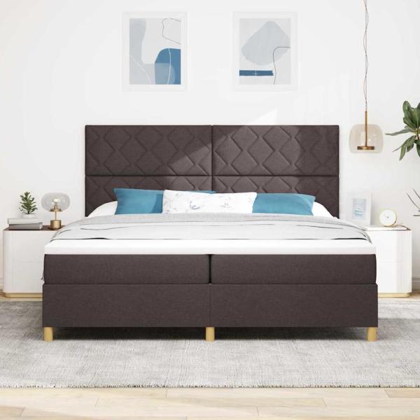 Boxspringbett mit Kopfteil Dunkelbraun 200 x 200 cm Stoff