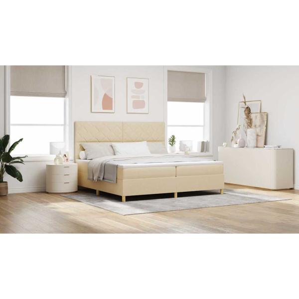 Boxspringbett mit Matratze Creme 200x200 cm Stoff