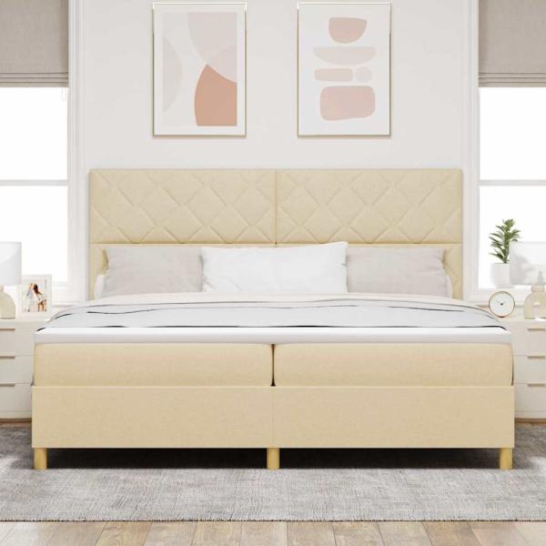 Boxspringbett mit Matratze Creme 200x200 cm Stoff