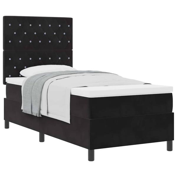 Boxspringbett mit Matratze Schwarz 100x200 cm Samt