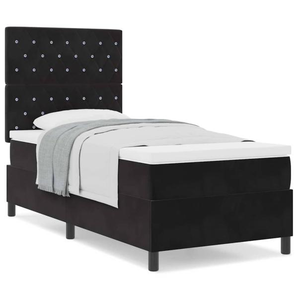 Boxspringbett mit Matratze Schwarz 100x200 cm Samt