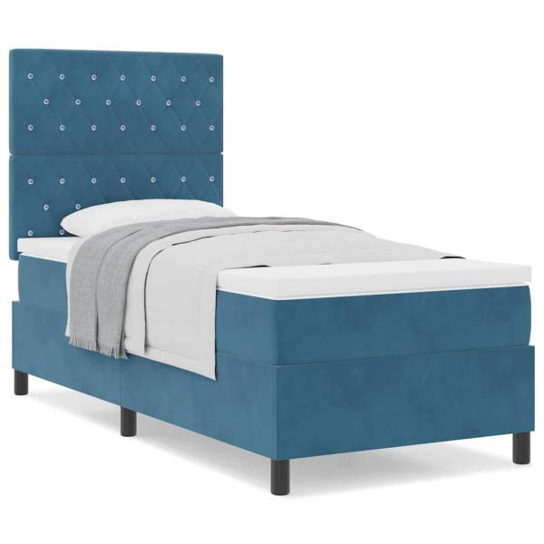 Boxspringbett mit Matratze Dunkelblau 100x200 cm Samt